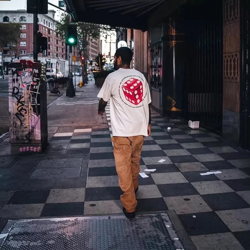 SAINT Mxxxxxx CIRCLE TEE/WHT SAINT dice printed washed short sleeves off-white S-XL cylindrical side seam fabric high weight cylindrical woven tee original development highly restored printing VINTAGE black label/wash label code correct/tag code correct Invincible details Top purchasing level